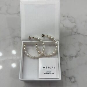 Mejuri Bold Pearl Hoop Earrings Brand new